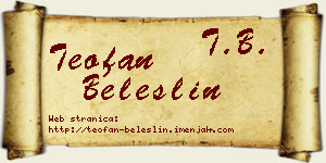 Teofan Beleslin vizit kartica
